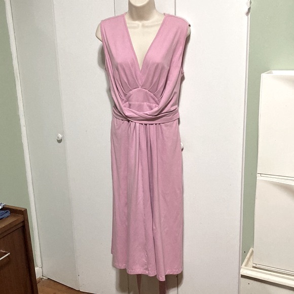 eSHAKTI Dusty Pink Sleeveless Cotton Blend Sheath Dress Womens Large 14 - Picture 5 of 13